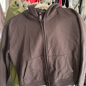 SKIMS Chocolate Zip-Up Hoodie
